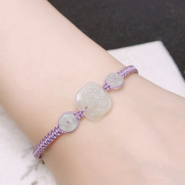 冰種翡翠花花編織手鍊 | 天然緬甸A貨翡翠 | 送禮