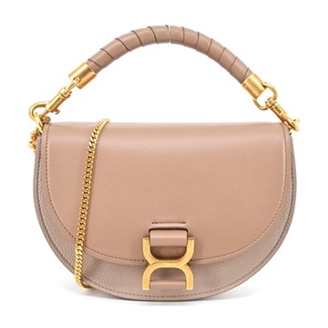 Chloe 新款Marcie 金屬LOGO 小羊皮鏈帶肩背/斜背包(粉色)