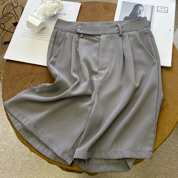 品牌折扣~外貿出口清倉尾單女裝西裝短褲休閑設計感闊腿褲ins女