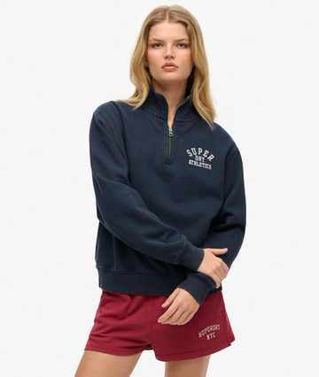 Superdry Women's Athletic Essentials Half Zip Jumper Navy Size: 12