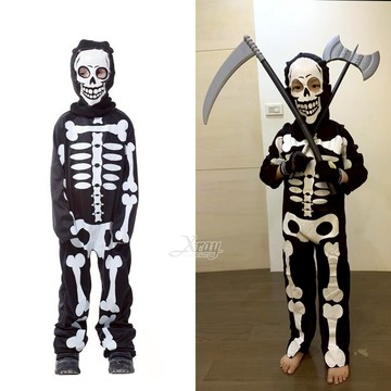 小骷髏裝，萬聖節 萬聖裝扮 兒童服飾 化妝舞會 變裝派對 表演 角色扮演 聖誕節 死神，X射線【W274080】