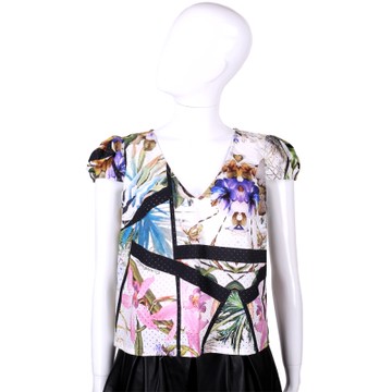 CLASS roberto cavalli 白色花卉圖印包袖上衣