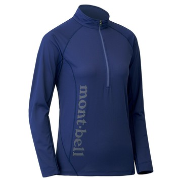 ├登山樂┤Mont-Bell LT Cool LS ZIP 女款長袖半門襟 午夜藍 # 1114455MIBL
