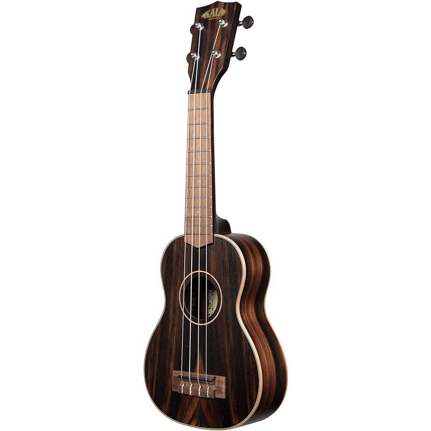 Kala KA-EBY-S Soprano Striped Ebony Satin Finish Ukulele w  Tuner