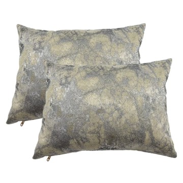 J&N 金萱銀緹花腰枕套裝 填充棉 枕套材質: 100%聚酯纖維 2入  40 x 28cm  灰白色