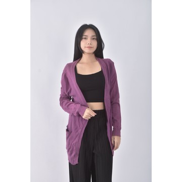 (S) 長版紫色罩衫二手衣