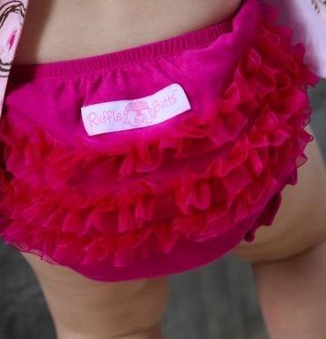 美國Rufflebutts 桃紅雪紡荷葉邊包屁褲