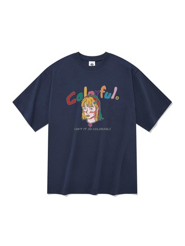 colorful short-sleeved T-shirt navy
