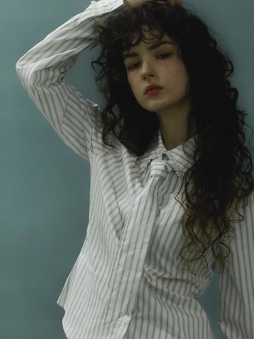 Stripe Lace Tie Shirt