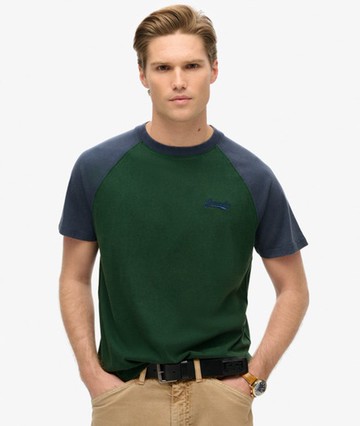 Superdry Men's Essential Logo Baseball T-shirt Green Size: S