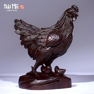 黑檀木雕母雞擺件大吉大利生肖雞招財家居客廳裝飾風水紅木工藝品