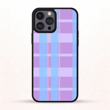 復古藍色格子圖案 16 吋 iPhone 手機殼 三星手機殼