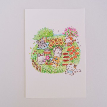 明信片 夏日貓貓森林