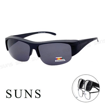 【SUNS】MIT偏光墨鏡 經典黑半框套鏡 Polarized眼鏡族首選 抗UV/可套鏡/防眩光