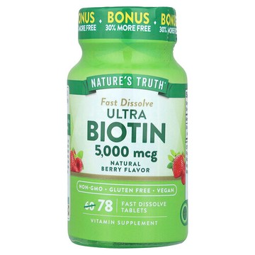 Nature's Truth, 特強生物維生素，天然漿果味，5000 微克，78 片速溶片