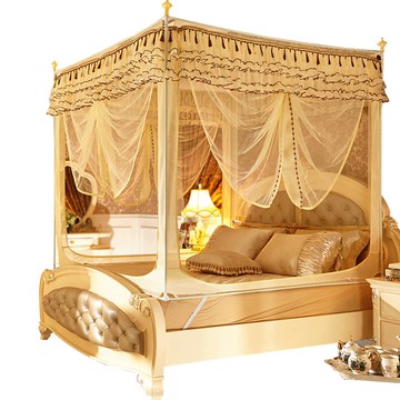 南極人坐床式蚊帳加厚支架三開門方頂坐床式不銹鋼支架宮廷式蚊帳