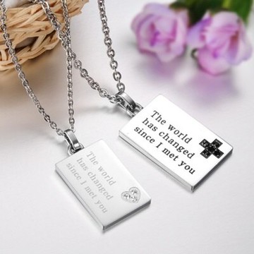 鈦鋼項鍊 情侶對鍊(一對)-時尚經典愛情誓言生日情人節禮物男女飾品2色73cl51【獨家進口】【米蘭精品】