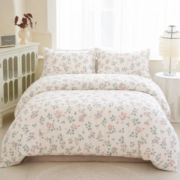 J-bedtime 床寢時光 純棉寢具4件組 台灣製 SP9313M-H  小青葉  床包 + 被套 + 枕套 2個  雙人(150 x 186cm)