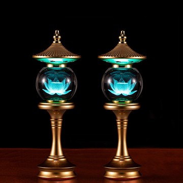 免運/快速出貨 蓮花燈 佛燈  水晶蓮花燈供佛燈佛前長明燈供佛燈led插電佛堂燈七彩招財燈新款 開立發票 快速出貨