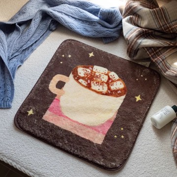 冬季臥室小地毯小坐墊仿羊絨床邊毯聖誕節雪人浴室防滑墊