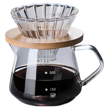 WORTH IT 渥思 手沖咖啡玻璃壺組  壺 + 竹托濾杯  300ml  1組