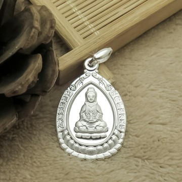 999純銀觀音菩薩吊墜男士款時尚民族風足銀項鏈掛墜男孩兒童禮物