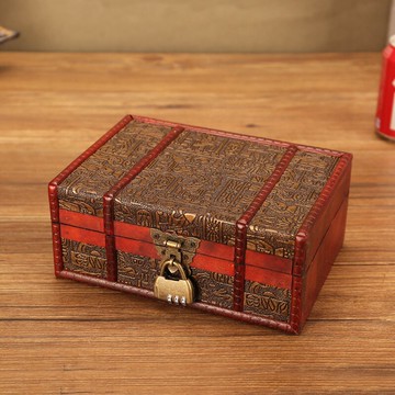 古風仿古首飾收納盒復古手工制作家居桌面整理裝飾木盒子書盒