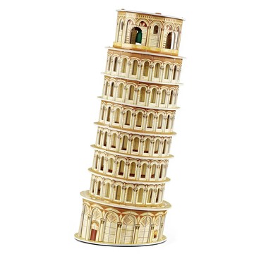 CubicFun 3D立體拼圖 義大利比薩斜塔 模型玩具 益智拼圖 親子遊戲  金黃色  8片  1入