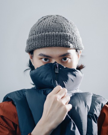 K012 手工編織超短圓頂毛帽水兵帽 - 深灰