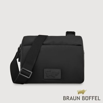 【BRAUN BUFFEL 德國小金牛】台灣總代理 韋本 橫式斜背包-黑色/BF588-12-BK