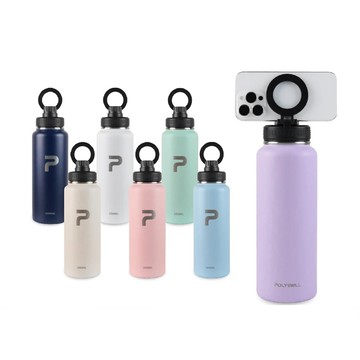 POLYWELL 磁吸不銹鋼保溫瓶 1000ML SUS304不鏽鋼 大容量保溫瓶 手機腳架 台灣現貨 保溫杯