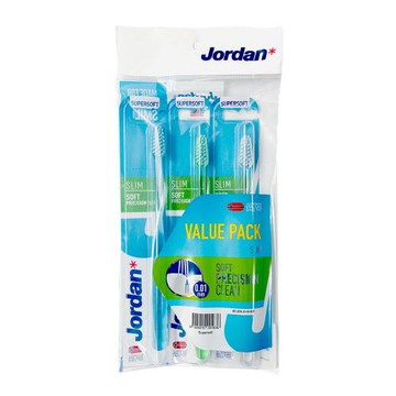 【JORDAN】3支裝 超纖細 超軟毛 成人牙刷(挪威品牌 顏色隨機出貨)
