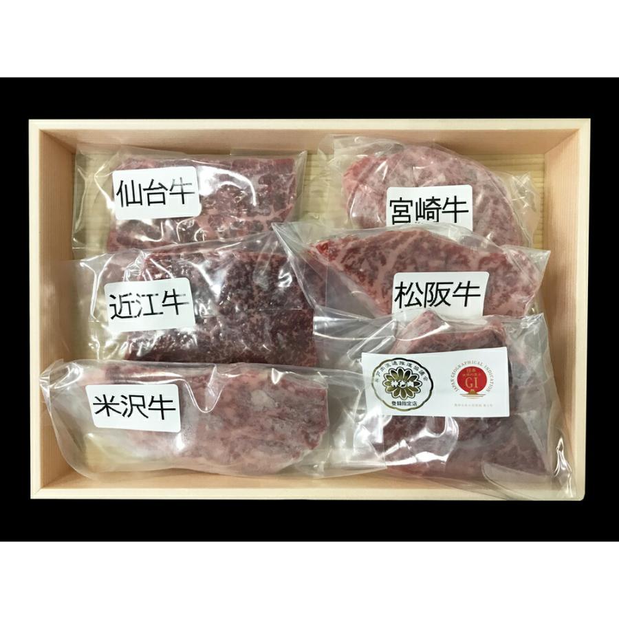 山晃食品  6大ブランド和牛食べ比べミニステーキ360g   神戸牛、松阪牛、近江牛、米沢牛、宮崎牛、仙台牛 各モモ60g×各1