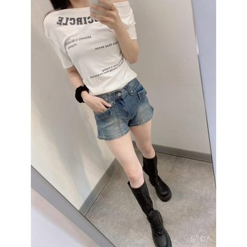 美式復古y2k牛仔層次感短褲