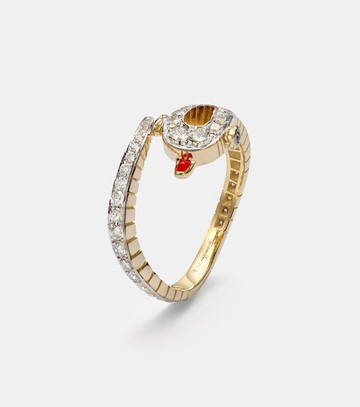 Yvonne Léon Python 9kt gold ring with diamonds