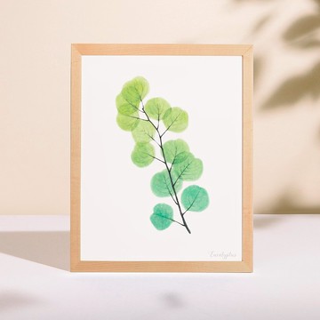 植物的靜默 臥房餐廳掛畫 植物水彩複製畫 清新治癒綠色裝飾畫