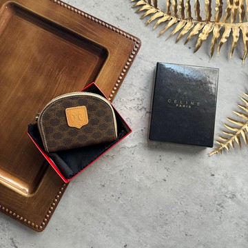 中古孤品 Celine 凱旋門皮夾 零錢包 禮物 男女適合 Macadam