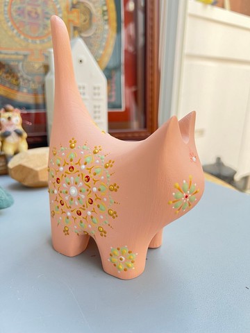 立體療癒曼陀羅作品 - 唐風系貓咪(小)