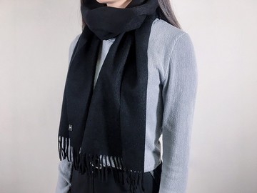 (兩色款) 100%羊毛窄版長圍巾/ 披肩 / 秋冬保暖