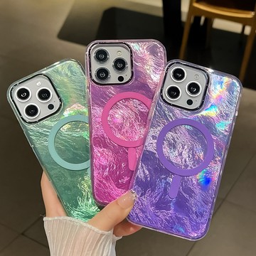 冰川紋暈染磁吸殼 適用 iphone 17 16 15 14 13 12 pro max 手機殼 蘋果17保護套四角防摔