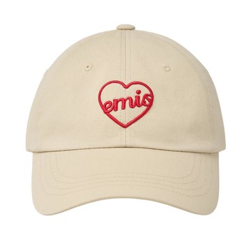 韓國 emis HEART BALL CAP 韓製愛心刺繡棒球帽 淺米色LIGHTBEIGE