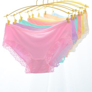 10條裝內褲女純棉中低腰棉質簡約莫代爾蕾絲邊少女花邊女生款內內
