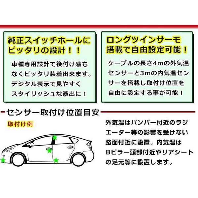 LED ダブルサーモメーター スイッチホール パネル ノート E12 マイナス表示 スイッチパネル 温度計 | LINEショッピング