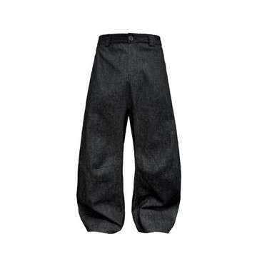 JCAESAR DENIMS 低襠打褶原牛 膝蓋打褶 雙側縫結構線 闊彎刀廓形