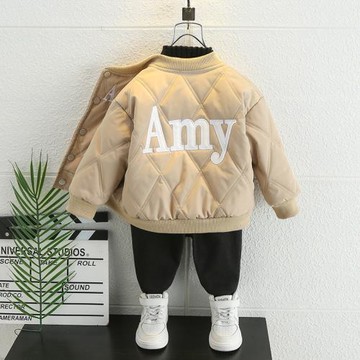 秋冬男童炸街加絨外套2025新款洋氣寶寶夾克棒球服痞帥兒童夾棉衣