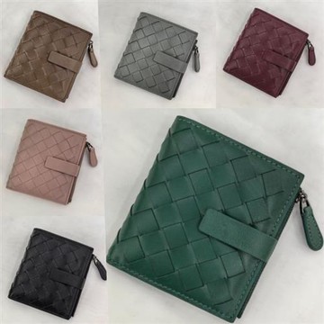 【巴黎精品】現貨+預購 真皮編織短夾真羊皮長夾錢包卡夾零錢包手拿包-質感扣式男女皮夾7色a1ke23