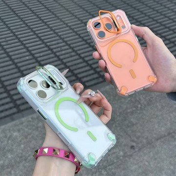 四角氣囊防摔 鏡頭支架 MagSafe磁吸 手機殼 適用iPhone 17 16 15 14 13 12 Pro Max