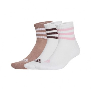 [ACS] adidas 休閒襪 3S C SPW Mid Socks 白 粉紅 條紋 中筒 短襪 襪子 愛迪達 3雙入 JG3700