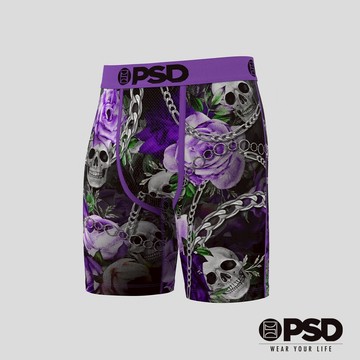 【PSD Underwear 官方旗艦店】 FLORAL- 平口四角褲-暗黑紫玫瑰-紫色