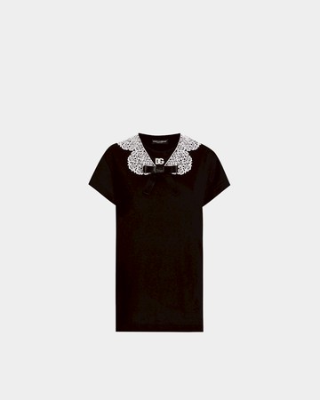 DOLCE&GABBANA  蕾絲蝴蝶結領口 T-shirt - 36